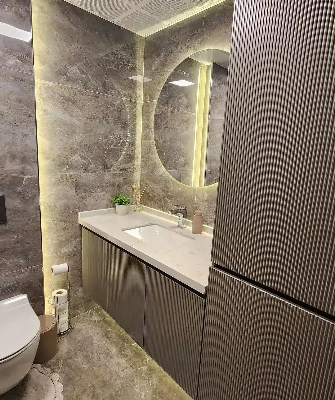 Bathroom with vertical slats