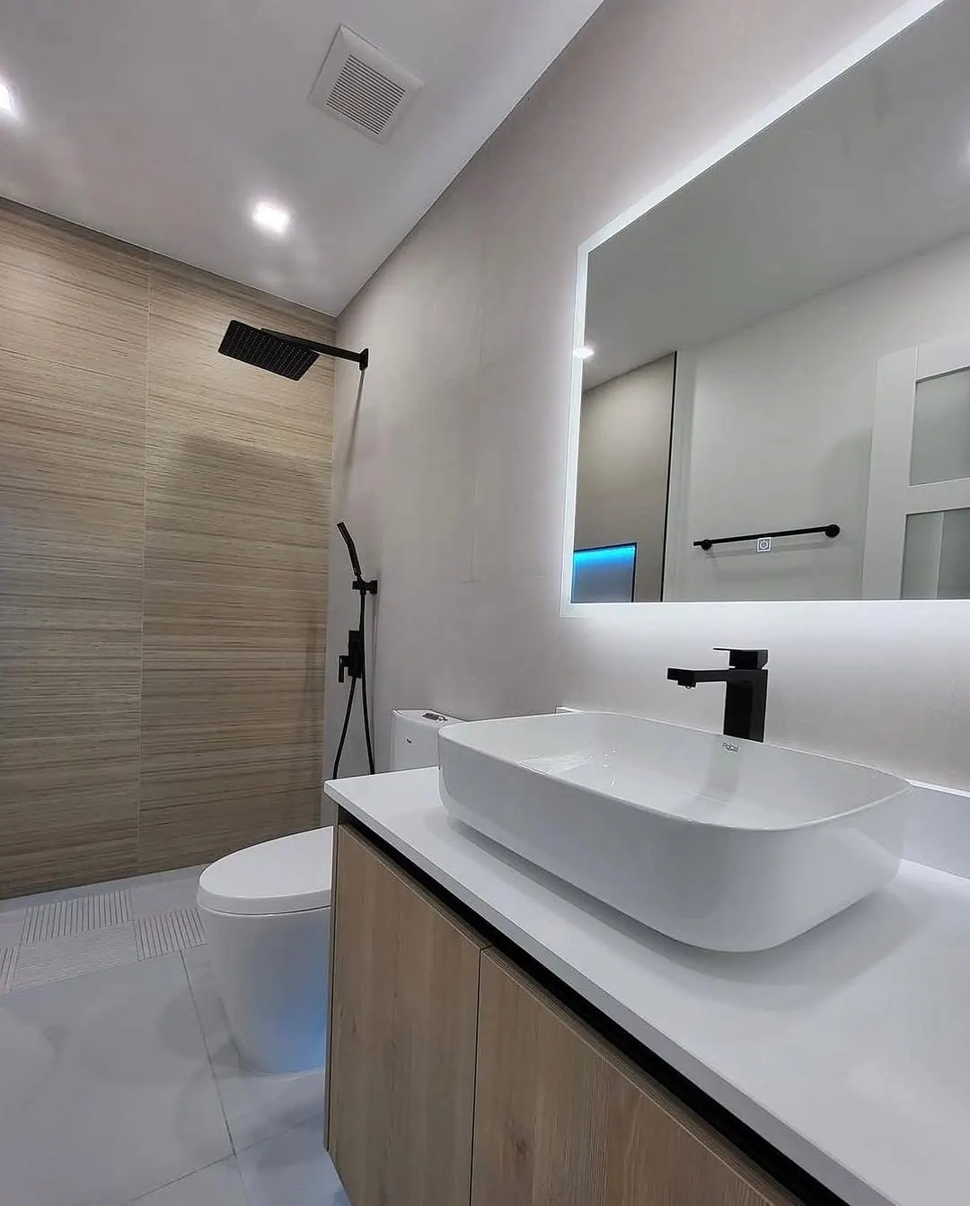 Bathroom with timber vanity