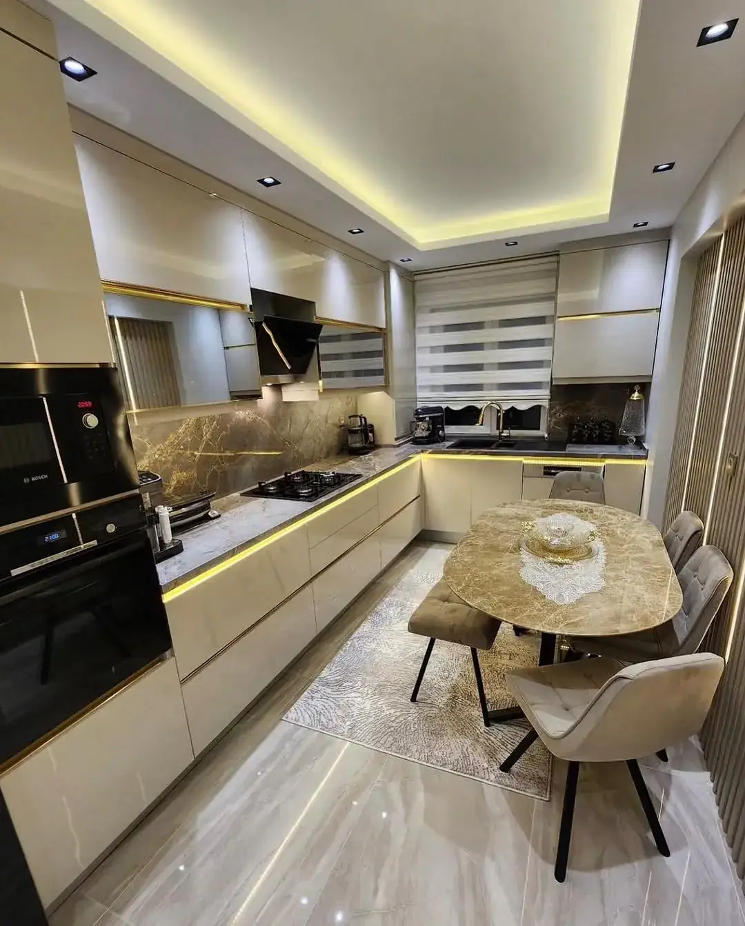 Open-plan kitchen and dining