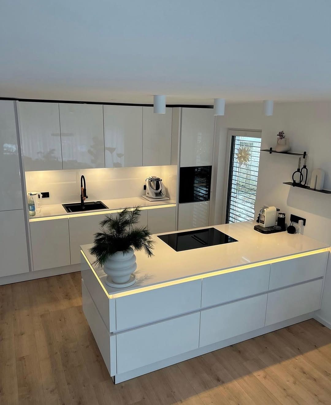 Kitchen with white island