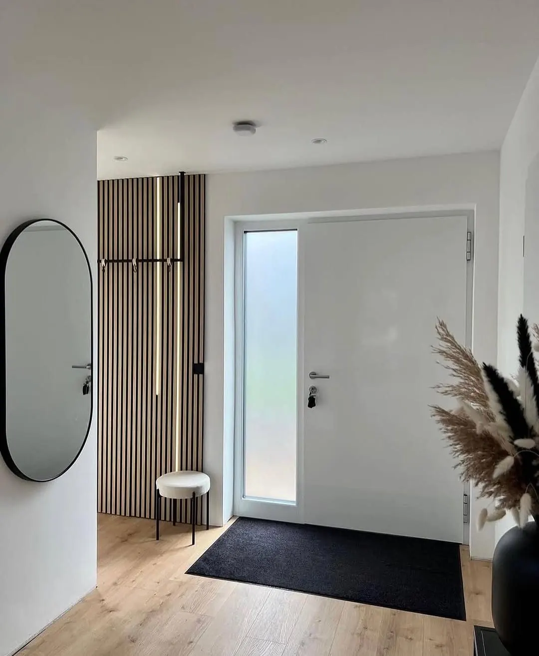Entrance with timber slats