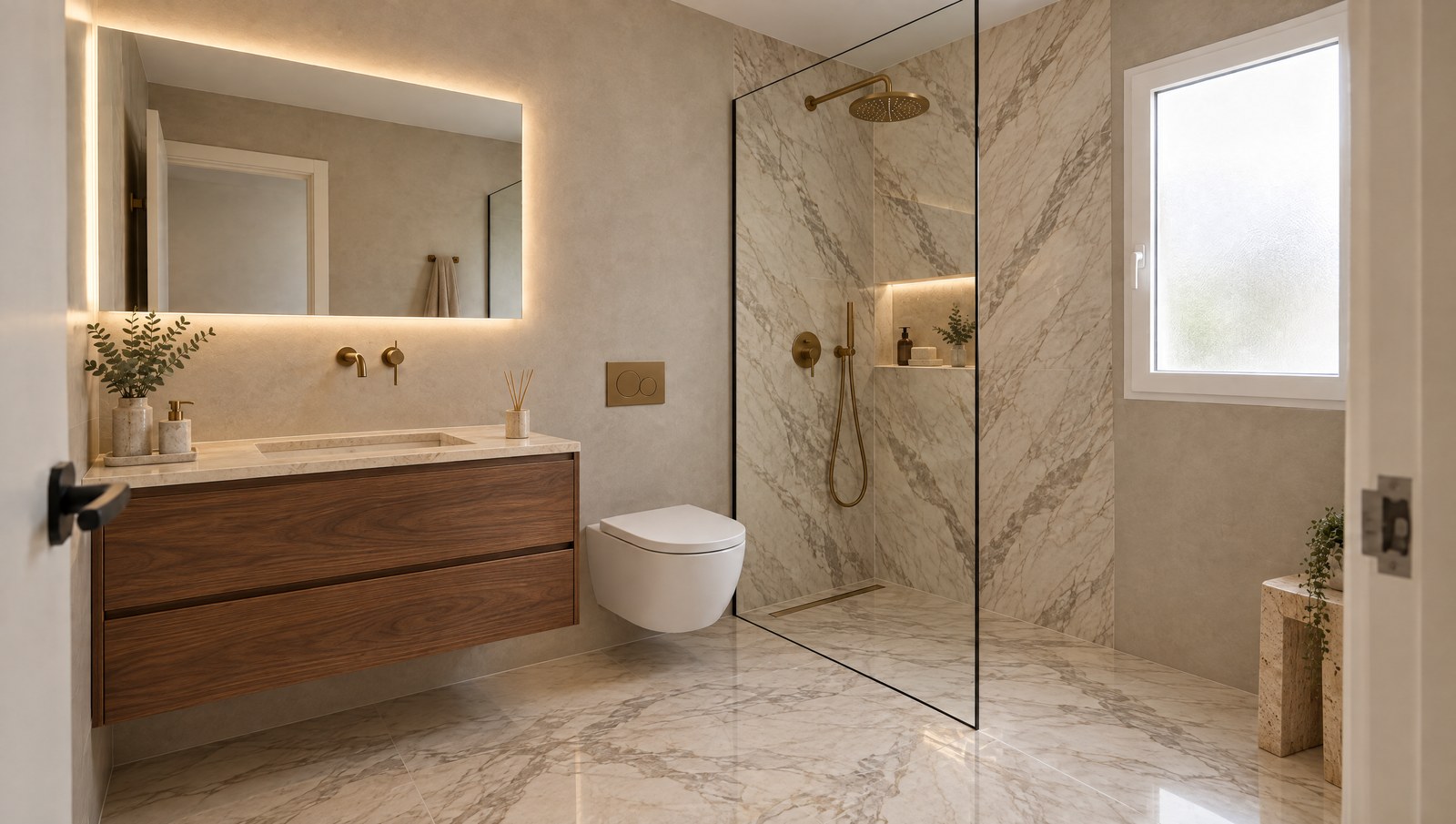 Renovated bathroom, high-end finish