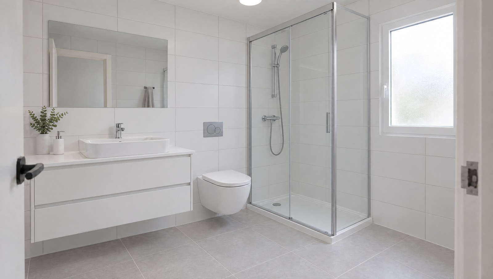 Renovated bathroom, entry-level finish
