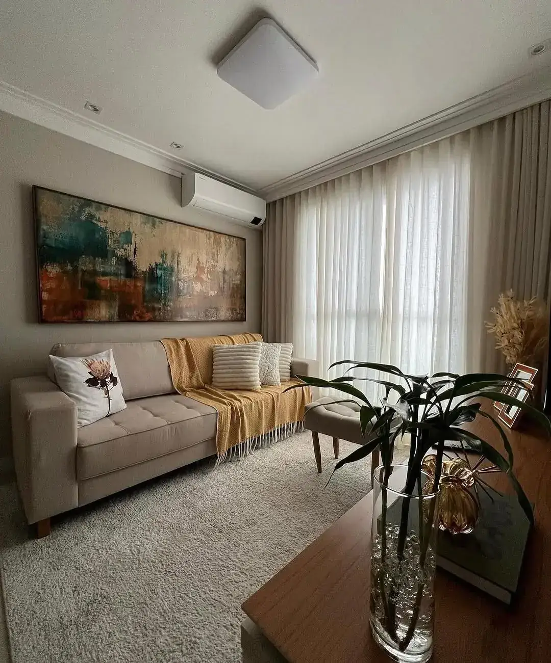 Living room with warm textiles